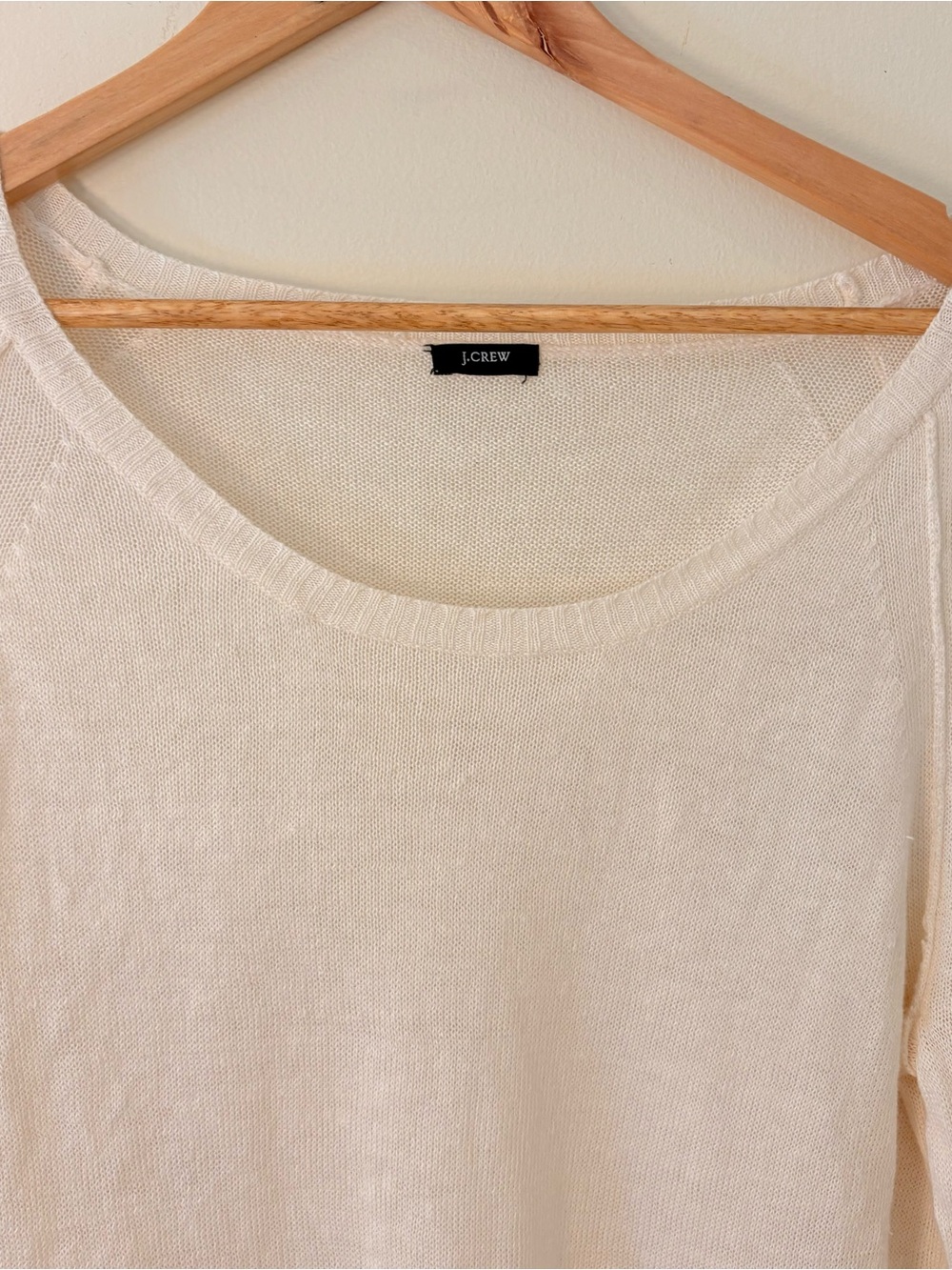 J. Crew Ivory Linen Scoop Neck Sweater Sz M - Picture 4 of 10